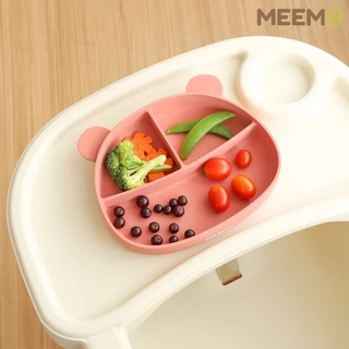 MEEM จานซิลิโคนฐานดูดสูญญากาศ ลายหมี พร้อมฝาปิดซิลิโคน รุ่นLittle Bear(Colorful Series)