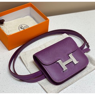 พรี​ ราคา9100 Hermes Constance slim หนังวัว กระเป๋า​คาด​เอว​​ ผู้หญิง​ กระเป๋าสะพายไหล่ กระเป๋าสะพาย12.4*10.2*3cm