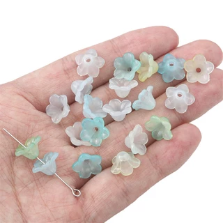 [12X7 มม.] กระดิ่งลมอะคริลิค ลายดอกไม้ ทรัมเป็ต สองสี ไล่โทนสี 100 ชิ้น diy