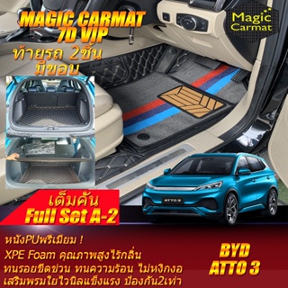 BYD ATTO 3 2022-รุ่นปัจจุบัน Full A-2 5Pcs (เต็มคันท้ายรถแบบ A-2 5ชิ้น มีขอบ) พรมรถยนต์ BYD ATTO 3 พรม7D Magic Carmat