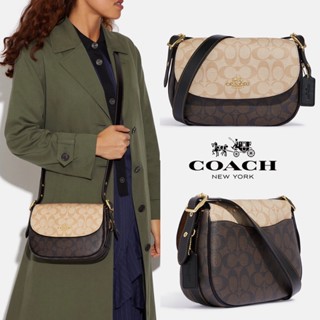 COACH MACIE SADDLE BAG IN BLOCKED SIGNATURE CANVAS (COACH CB898)