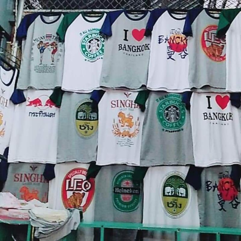 เสื้อแขนสั้นกระทิงแดง ,เบียร์ช้าง ,เบียร์สิงห์ ,มวยไทย ,I Love Bangkok,ลีโอเบียร์,สตาร์บัค โลโก้เสื้
