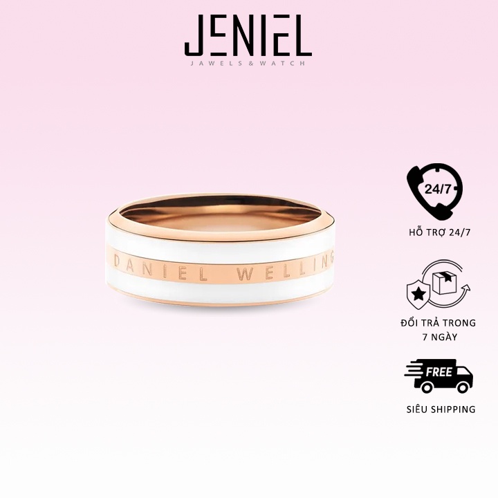 แหวน Daniel Wellington สีโรสโกลด์ แหวน Emalie สีขาว