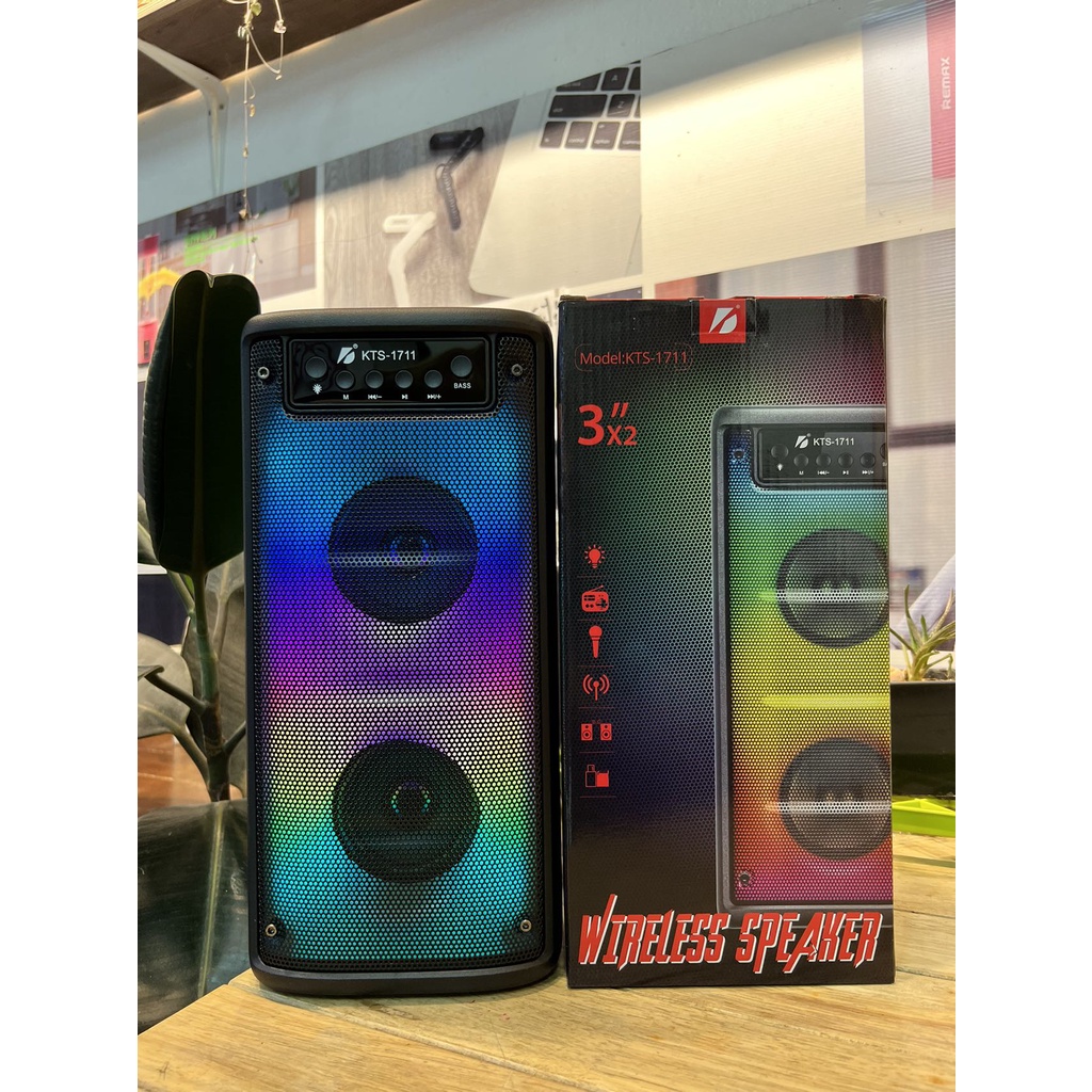 ลำโพงบลูทูธ ดอก3*2นิ้ว รุ่น KTS-1711 ปรับเบส-เปิดปิดไฟได้ มี AUX/USB/TF เสียบไมค์ได้ สวยมาก