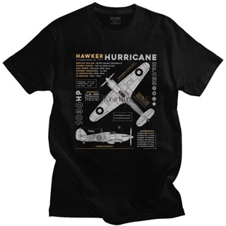 เสื้อยืดแขนสั้น ผ้าฝ้าย พิมพ์ลาย Spitfire Hawker Hurricane WW2 War แฟชั่นสําหรับผู้ชาย