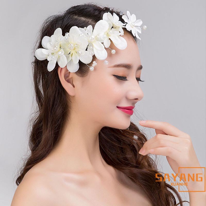 X-Hมงกุฎดอกกุหลาบใหญ่มงกุฎดอกไม้ที่คาดผมมาลัยเทศกาลอุปกรณ์ผมเจ้าสาวงานแต่งงานพวงหรีดดอกไม้ผู้หญิงหัว