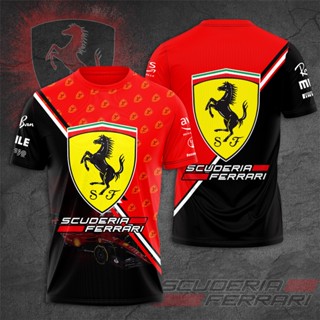 เสื้อยืดแขนสั้น ขนาดใหญ่ พิมพ์ลาย F1 Scuderia Ferrari 3 มิติ แฟชั่นฤดูร้อน สําหรับเด็กผู้ชาย และผู้หญิง 2022