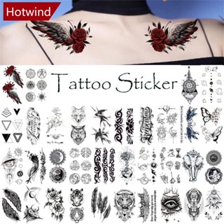 Hotwind สติกเกอร์รอยสักชั่วคราว ขนาดเล็ก ติดทนนาน กันน้ํา สีดํา สําหรับติดแขน ขา หน้าอก ร่างกาย F6U8