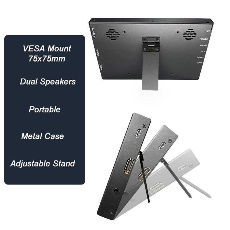 7 inch Monitor Display 1024x600 HD LCD Display 7 inch HDMI LCD Screen Display with Stand Dual Speakers HDMI Touchscreen #8