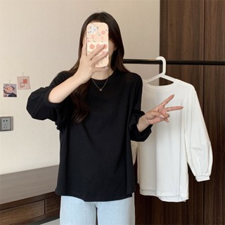 Suxi เสื้อยืดลําลอง แขนยาว ทรงหลวม เข้ากับทุกการแต่งกาย แฟชั่นฤดูใบไม้ผลิ และฤดูใบไม้ร่วง สําหรับสตรี