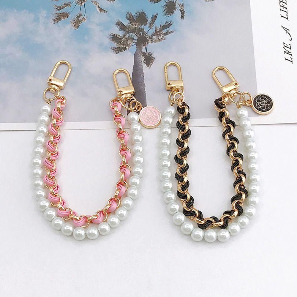 Tonfashion สายโซ่คล้องกระเป๋า ประดับมุก สีทอง แบบเปลี่ยน DIY