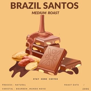เมล็ดกาแฟ Brazil Santos (คั่วกลาง) 200G