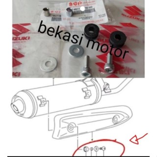 ฝาครอบสลักเกลียวยางท่อไอเสีย suzuki spin skywave hayate skydrive nex lets ที่อยู่ shogun 125110 ของแท้ beat vario scopy spacy