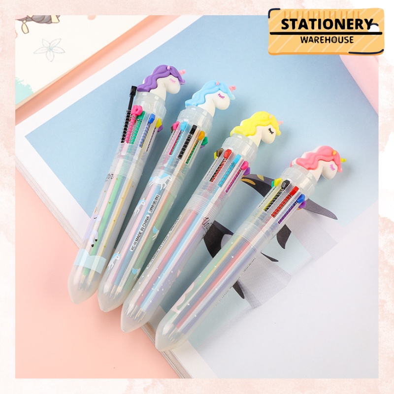 [10in1 Colour Pen] Unicorn 10in1 Colour Ballpen Stationery/Party pack Office *LOCAL SELLER-
