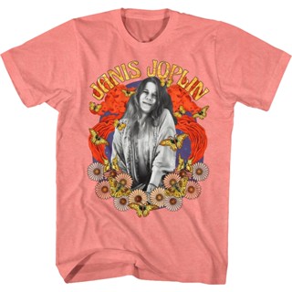 Flower Power Janis Joplin T-Shirt Tee เสื้อวินเทจชาย เสื้อยีด เสื้อยืดเข้ารูป