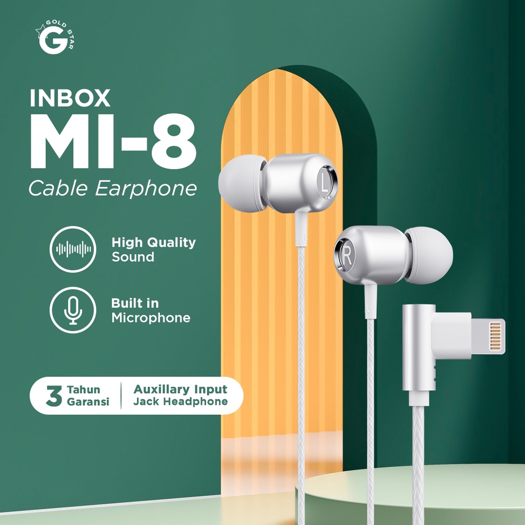 Inbox MI-8 หูฟัง Lightning สําหรับ Iphone พร้อมไมโครโฟน ชุดหูฟังเสียงซูเปอร์เบส