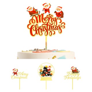 【Xmas】ป้ายอะคริลิค Merry Christmas สําหรับตกแต่งเค้ก (Series 2)