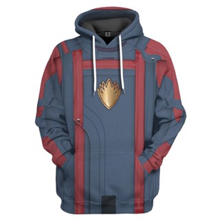 เสื้อกันหนาวลําลอง มีฮู้ด พิมพ์ลาย Star Lord 3 มิติ สไตล์สตรีท สําหรับผู้ชาย และผู้หญิง