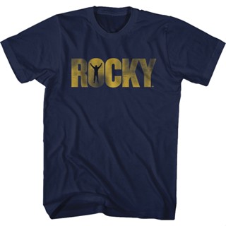 Movie Logo Rocky T-Shirt เสื้อยีด เสื้อยืดสีขาวผู้หญิง เสื้อคนอ้วน