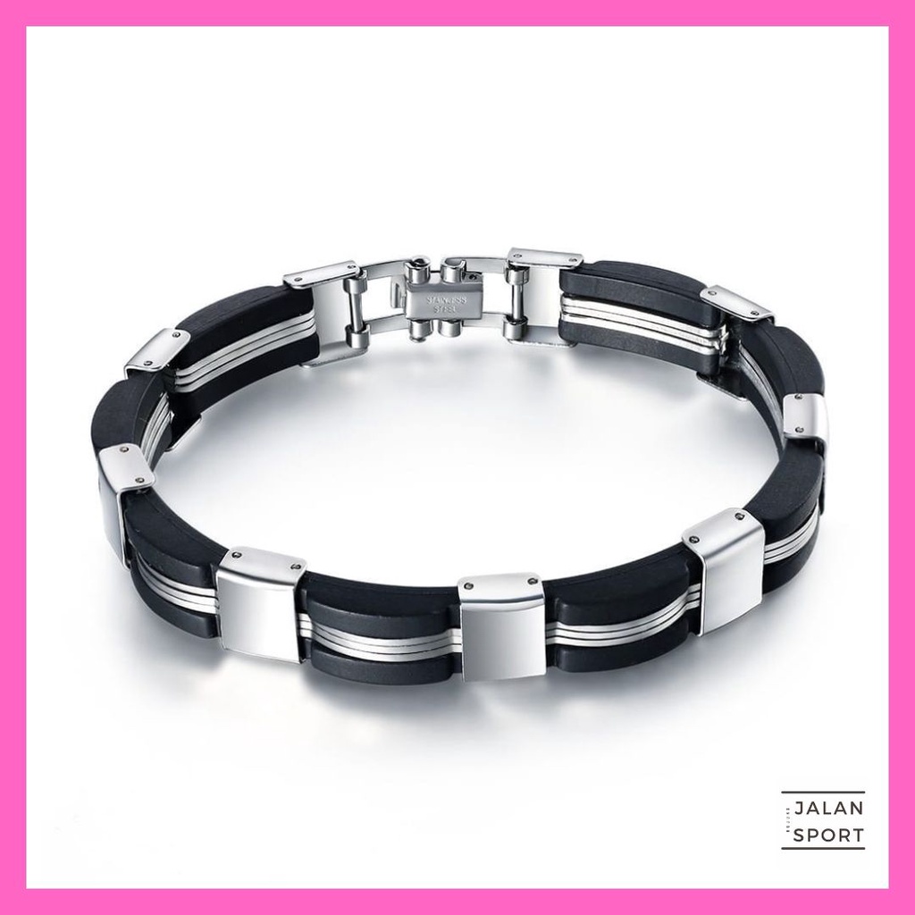 Gelang Tangan Lelaki Wanita Gelang Lelaki สแตนเลสซิลิโคน Man กําไลข้อมือผู้ชายสร้อยข้อมือสร้อยข้อมือ