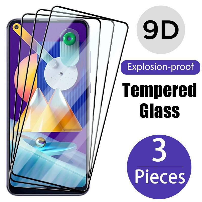 SAMSUNG 3Pcs กระจกแบบเต็มหน้าจอสําหรับSamsung A10 A10e A20 A20e A30 A30s A40 A50 A50s A01 A02sป้องกั