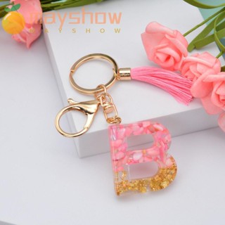 MAYSHOW Letter Keychain with Tassel Resin Material Couple Gift Bag Pendant