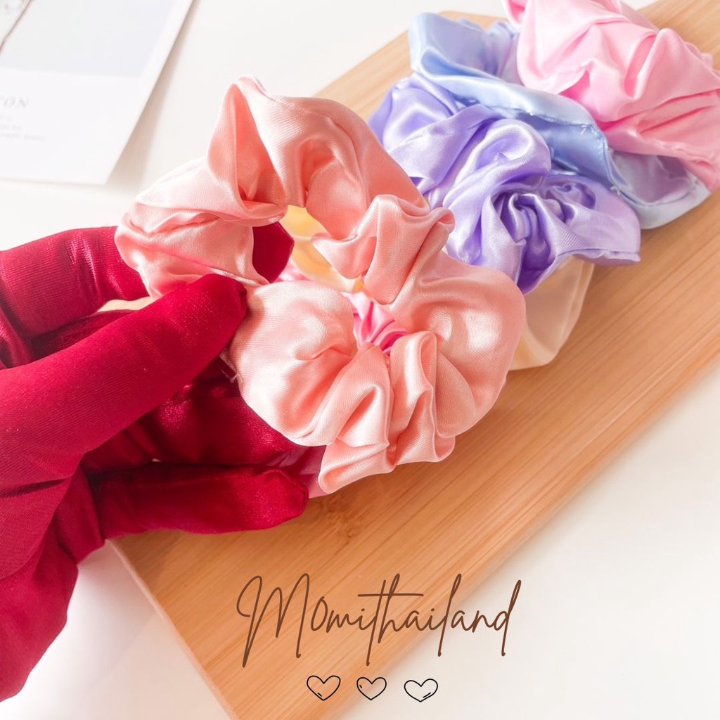 (พร้อมส่ง!!) 🍒ยางรัดผม ยางมัดผมโดนัท ผ้าซาติน ยางมัดผมผ้าซาติน - รูปที่ 2