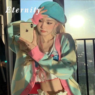 Eternity  เสื้อไหมพรมผญ เสื้อกันหนาว ผญ เสื้อคลุม เสื้อกันหนาวสตรีคาร์ดิแกนชุดเกาหลีสำเปิดด้านหน้าปุ่มที่มีน้ำหนักเบาแขนยาวสบายๆหลวมลายทาง 2022 ใหม่ Beautiful สวยงาม ทันสมัย สบาย S051205 36Z230909