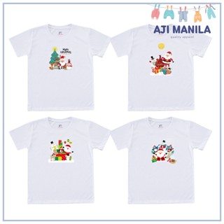 เสื้อยืดผ้าฝ้าย เสื้อยืดคริสต์มาสAJI Kids Family Twinning Christmas Tees Tshirt Set C D