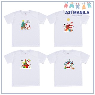 เสื้อยืดผ้าฝ้าย เสื้อยืดคริสต์มาสAJI Kids Family Twinning Christmas Tees Tshirt Set C D