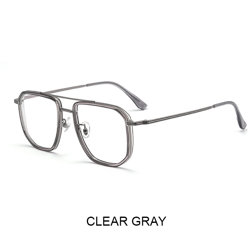 Ĕ กรอบแว่นตา ไทเทเนียม ผู้ชาย ผู้หญิง กรอบใหญ่ เบาพิเศษ ออปติคอล กรอบแว่นตา ย้อนยุค คานคู่ ออกแบบแว่นตา - รูปที่ 3