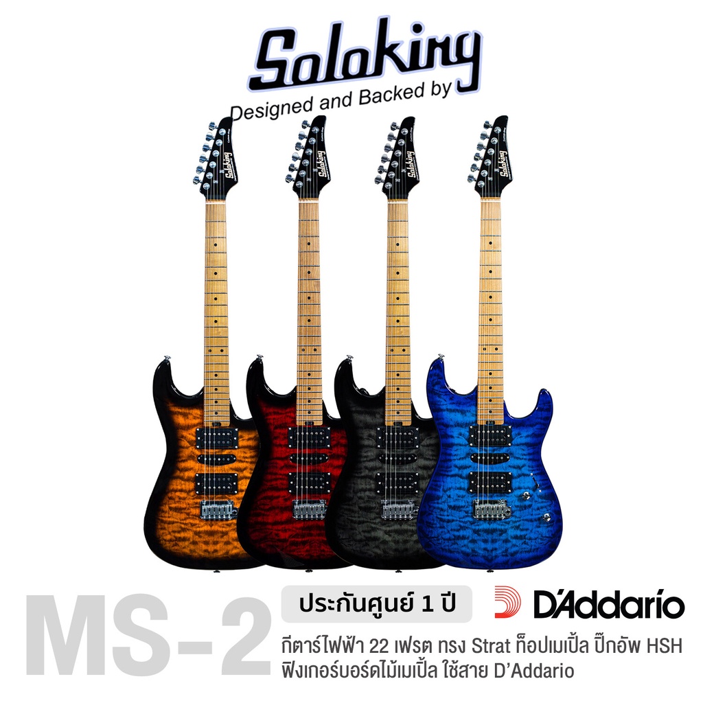 Soloking® MS-2 Custom Roasted Maple HSH กีตาร์ไฟฟ้า 22 เฟรตจัมโบ้ ทรง Strat บอดี้ท็อปเมเปิ้ล คอเมเปิ