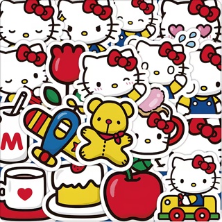 สติกเกอร์ฉลาก ลาย Hello Kitty Sanrio น่ารัก กันน้ํา แฮนด์เมด สําหรับติดตกแต่งกระเป๋าเดินทาง แล็ปท็อป 128 ชิ้น