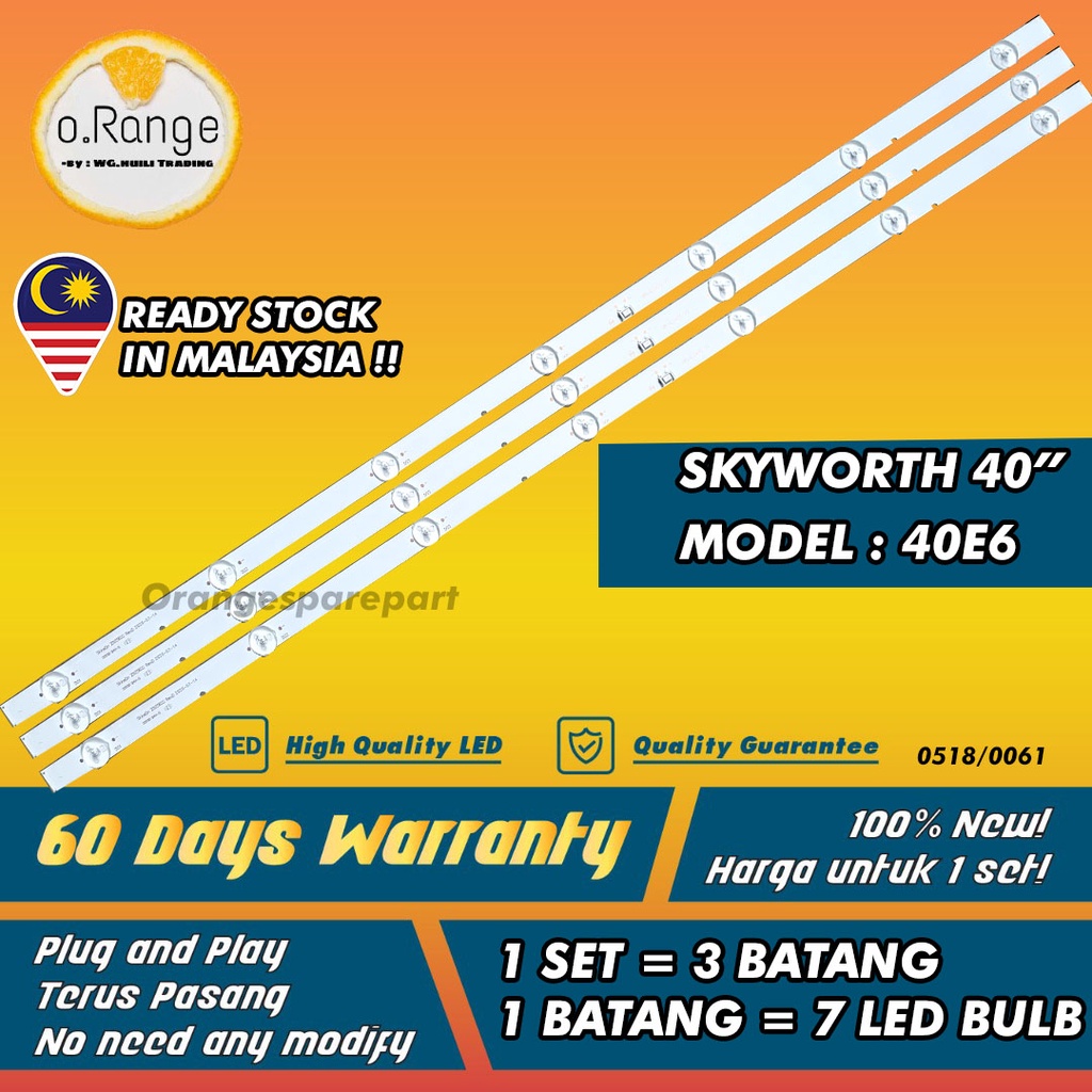 40" (TV LAMP) 40E6 SKYWORTH 40 INCH LED TV BACKLIGHT Mla9 " ( โคมไฟ)