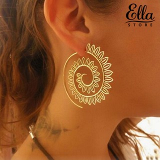 Ellastore123 ต่างหูห่วง โลหะผสม รูปหยดน้ํา เครื่องประดับแฟชั่นสตรี