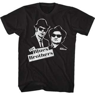 Elwood and Jake Sketch Blues Brothers T-Shirt เสื้อยืด เสือยืดผู้ชาย เสื้อคู่รัก