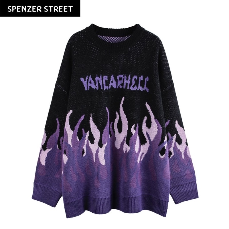 Spenzer.street | 🖤Fire knit sweater เสื้อกันหนาว แขนยาว ไหมพรม เกาหลี y2k ทราวิส 2pac ฮิต 2023 มาใหม