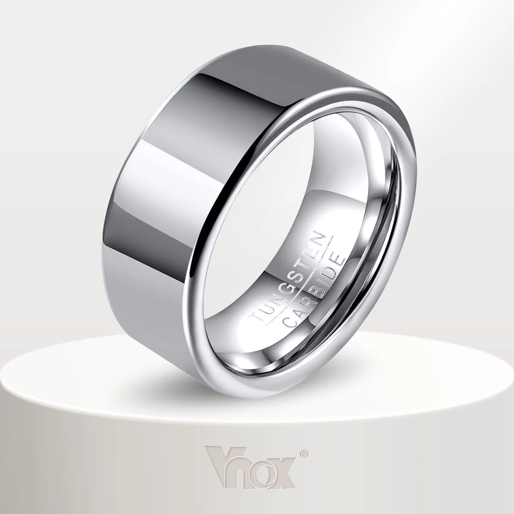 Vnox แหวนแต่งงาน ทังสเตนคาร์ไบด์ หนา 2 มม. 8 มม. สไตล์คลาสสิก สําหรับผู้ชาย
