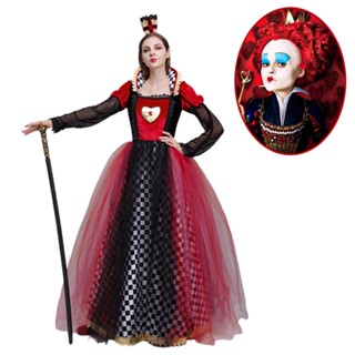 Disney Alice In Wonderland Red Queen Peach Heart Nightclub Stage Drama Maid Performance Costume With Headgear