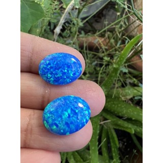 Synthetic Lab Blue Opal Oval 12x16- 8cts (2pcs)