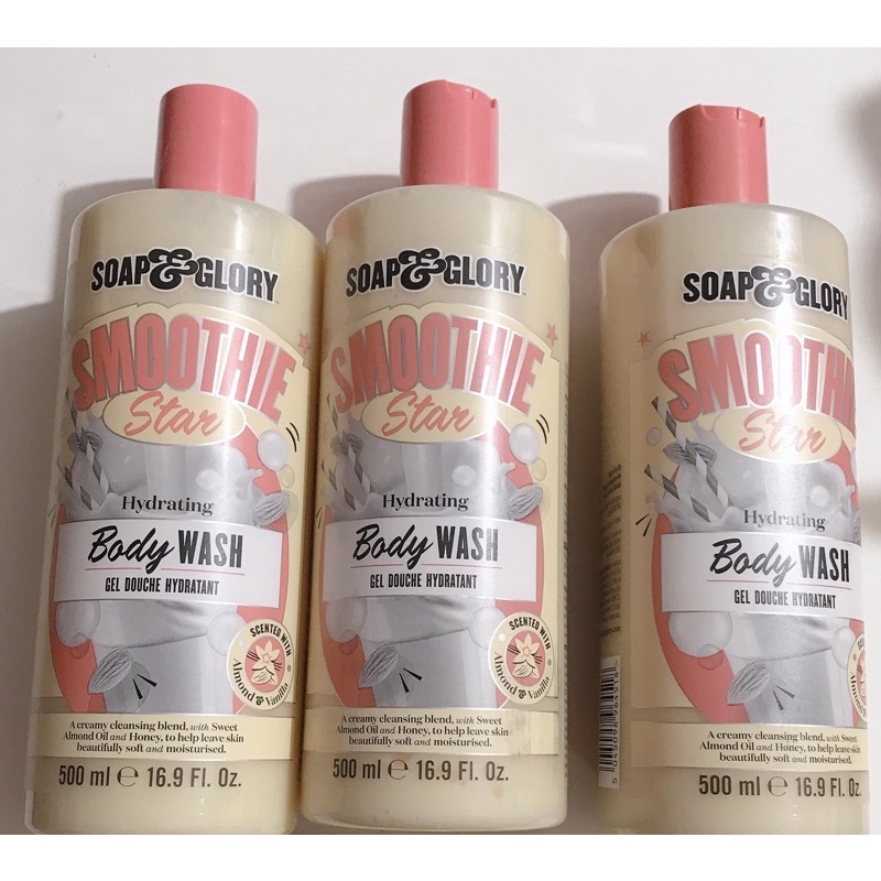 มือ 1 ครีมอาบน้ำโซพแอนด์กลอรี่ ของแท้ (500ml exp 2026 ราคาต่อ 1 ขวด) soap&glory smoothie star hydrting body wash