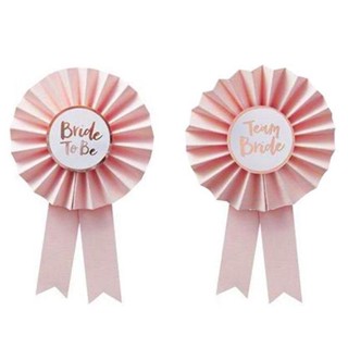 เข็มกลัดปาร์ตี้สละโสด Pink &amp; Rose Gold Pinwheel Badge