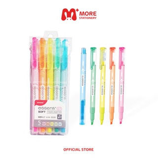 Monami (โมนามิ) ปากกาเน้นข้อความ ไฮไลท์ รุ่น Essenti LT Soft Pastel Color Highlighter ชุด 5 สี