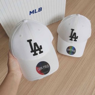 พร้อมส่ง MLB Coolfield Oreo Ball Cap หมวกสีขาว logo LA ขอบตรงปีกหมวก Dodgers