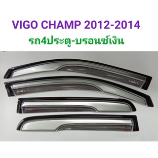 กันสาดTOYOTA VIGO CHAMP วีโก้ สีบรอนซ์เงิน รถ4ประตู ปี 2012 2013 2014 จำนวน 4ชิ้น ยี่ห้อ R-Tech