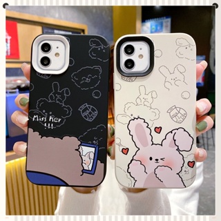 เคสโทรศัพท์มือถือ ซิลิโคนนุ่ม หนา ลายการ์ตูนกระต่าย สีแคนดี้ สําหรับ iphone 14 6s 7 8 plus XR 11 12 13 pro max 2 in 1