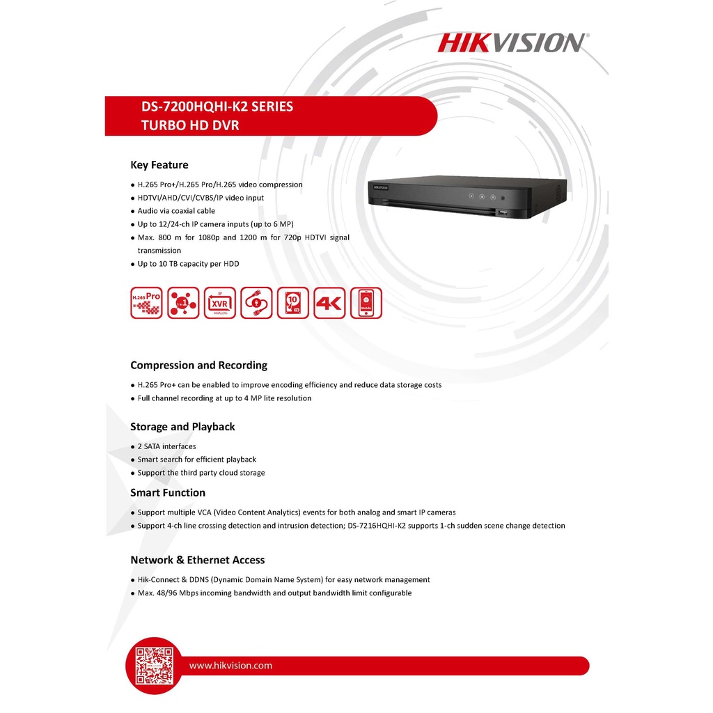 เครื่องบันทึก Hikvision DVR รุ่น DS-7208HQHI-K2