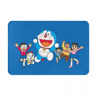 พร้อมส่ง พรมเช็ดเท้า ผ้าสักหลาด กันลื่น ลายโลโก้ Doraemon (3) 16x24 นิ้ว สําหรับห้องน้ํา