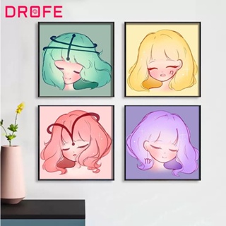 Drofe 【 20x20 ซม. พร้อมกรอบ 】ภาพวาดสีน้ํามัน ตามตัวเลข รูปกลุ่มดาวสิบสองกลุ่มดาว สําหรับตกแต่งผนังบ้าน