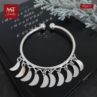 MT กำไลข้อมือเงินแท้ ตุ้งติ้ง พระจันทร์ครึ่งเสี้ยว ข้อมือ 16, 17 ซม. Solid 925 Sterling Silver Bangle (sbg411) MT Jewelry มณีธารา